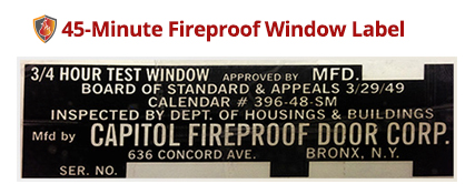 Fireproof Window Label